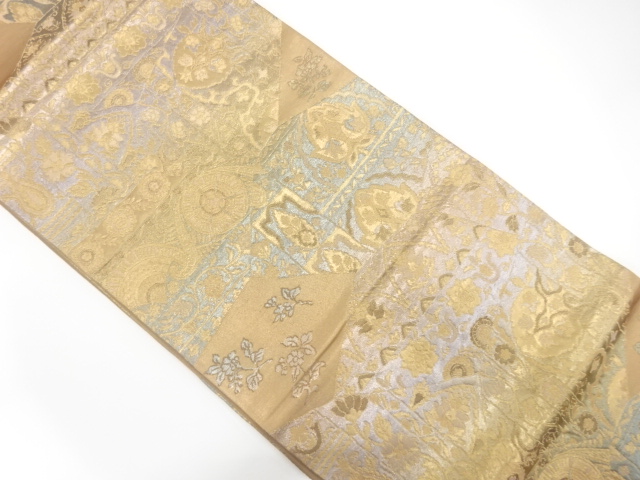 切りばめ風　花更紗模様織り出し　袋帯